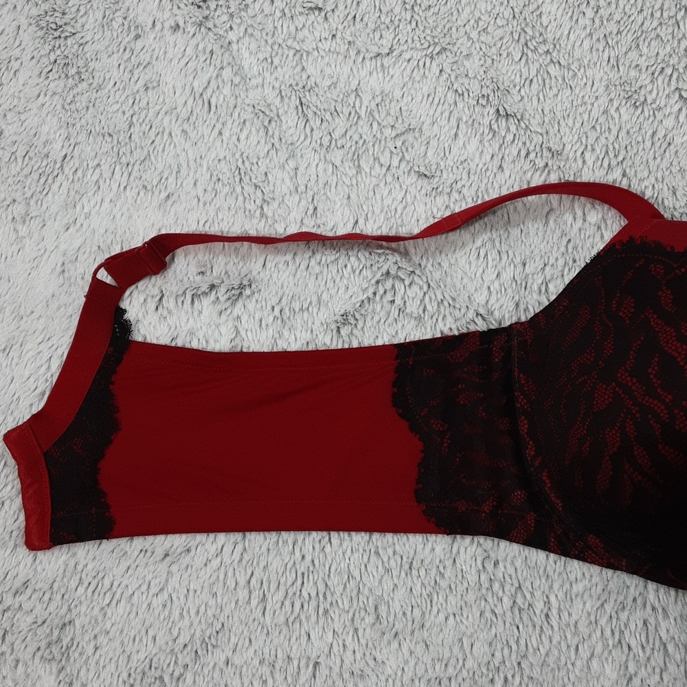 TORRID Women's Bra Underwire Red And Black PUSH UP Lace Bra. Size 46DD. - Picture 9 of 12